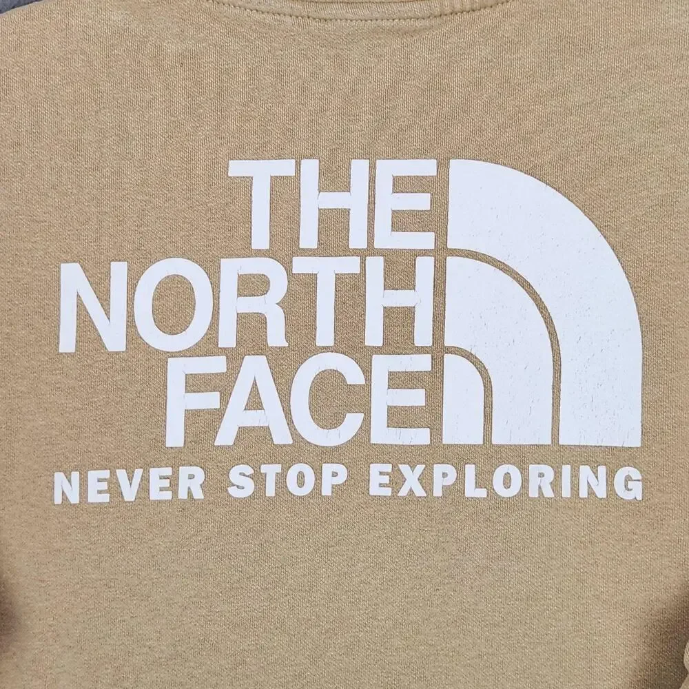 North Face Never Stop Exploring Hoodie Mens Large Beige Pullover Fleece A7R9H